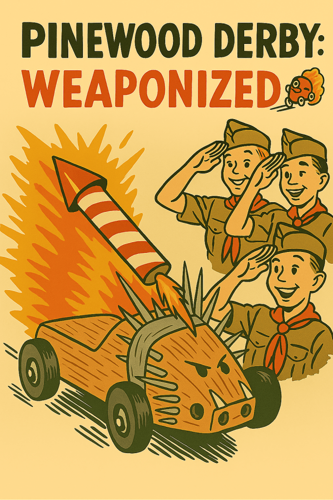 Why just race them? This is your low profile tactical invasion go to weapon.  It's this little guy that invades your enemy's front lines as you distract them with the overhead Roman Candle Barrage. Simply strap a Roman candle to the top, nails to the front, and let your pocket-sized death wagon invade the frontal assault.  It’s a scouting tradition… weaponized.